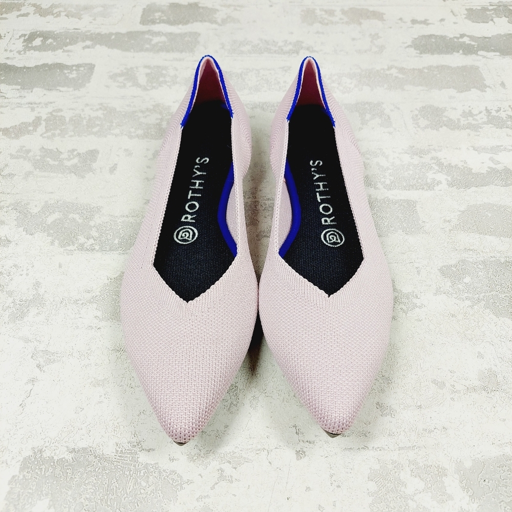 New Rothy's The Flat Pink Knit Pointy Toe Slip On Loafers W27 - Picture 5 of 9
